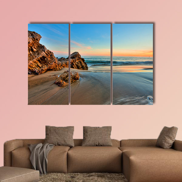 Sunset at california beach Multi panel canvas wall art