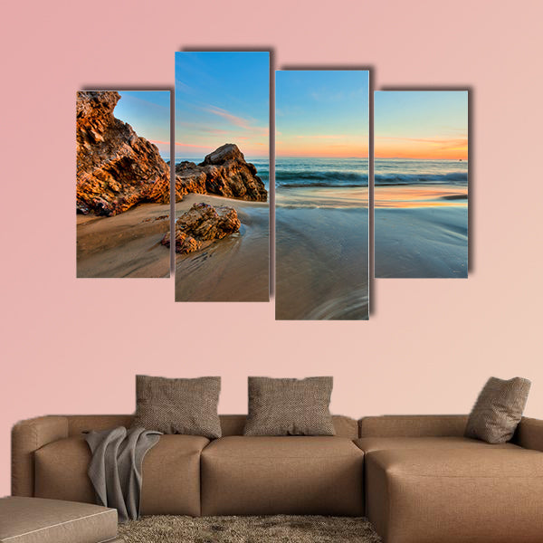 Sunset at california beach Multi panel canvas wall art