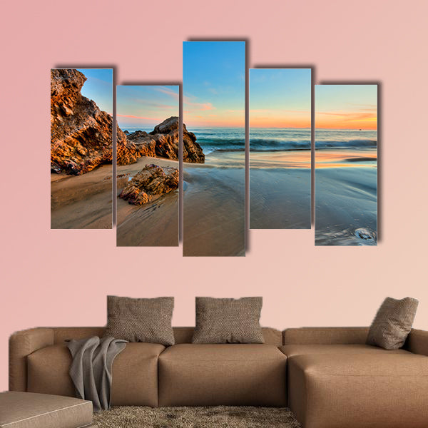 Sunset at california beach Multi panel canvas wall art