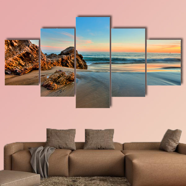 Sunset at california beach Multi panel canvas wall art