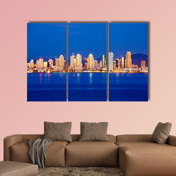 San Diego skyline in twilight multi panel canvas wall art