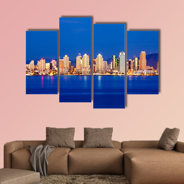 San Diego skyline in twilight multi panel canvas wall art