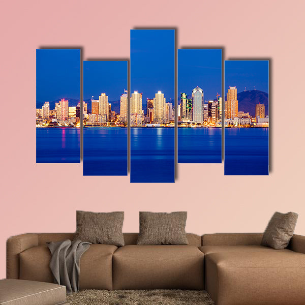 San Diego skyline in twilight multi panel canvas wall art