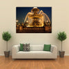 Fountain in the Place with the Eiffel Tower to rear at night, Paris, France Multi panel canvas wall art