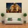 Fountain in the Place with the Eiffel Tower to rear at night, Paris, France Multi panel canvas wall art