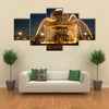 Fountain in the Place with the Eiffel Tower to rear at night, Paris, France Multi panel canvas wall art