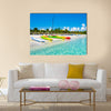 Kayaks And Sailing Boats On The Beautiful Beach Of Varadero In Cuba Multi Panel Canvas Wall Art