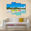 Kayaks And Sailing Boats On The Beautiful Beach Of Varadero In Cuba Multi Panel Canvas Wall Art