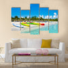 Kayaks And Sailing Boats On The Beautiful Beach Of Varadero In Cuba Multi Panel Canvas Wall Art