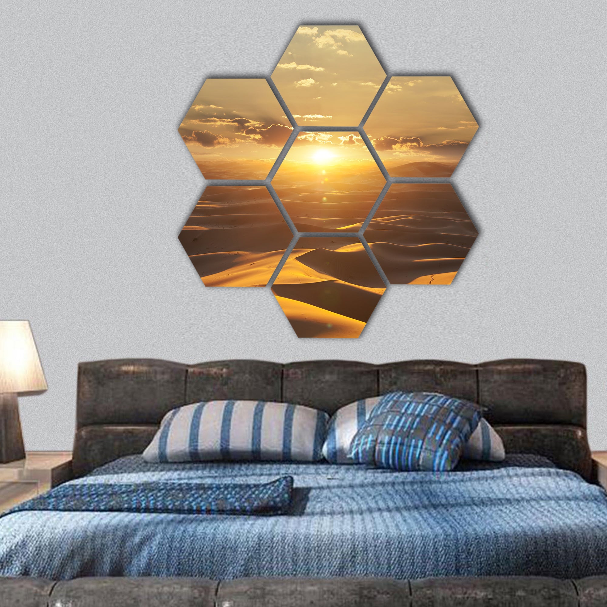 Sahara desert hexagonal canvas wall art