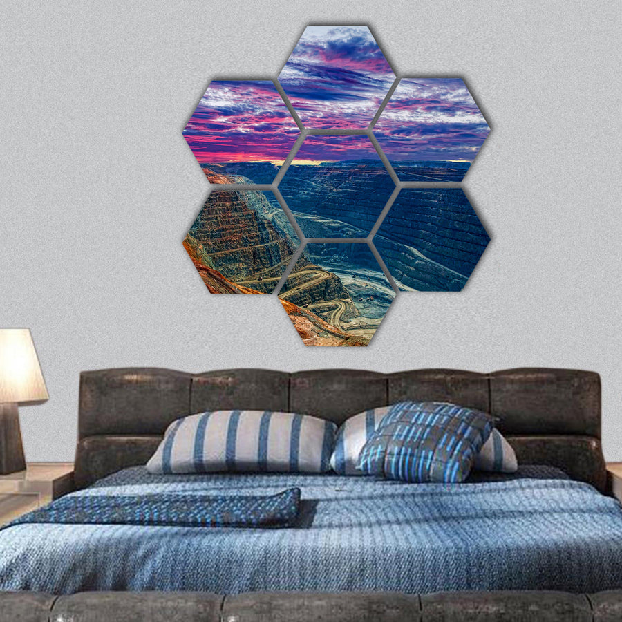 Super Pit Kalgoorlie Western Australia hexagonal canvas wall art