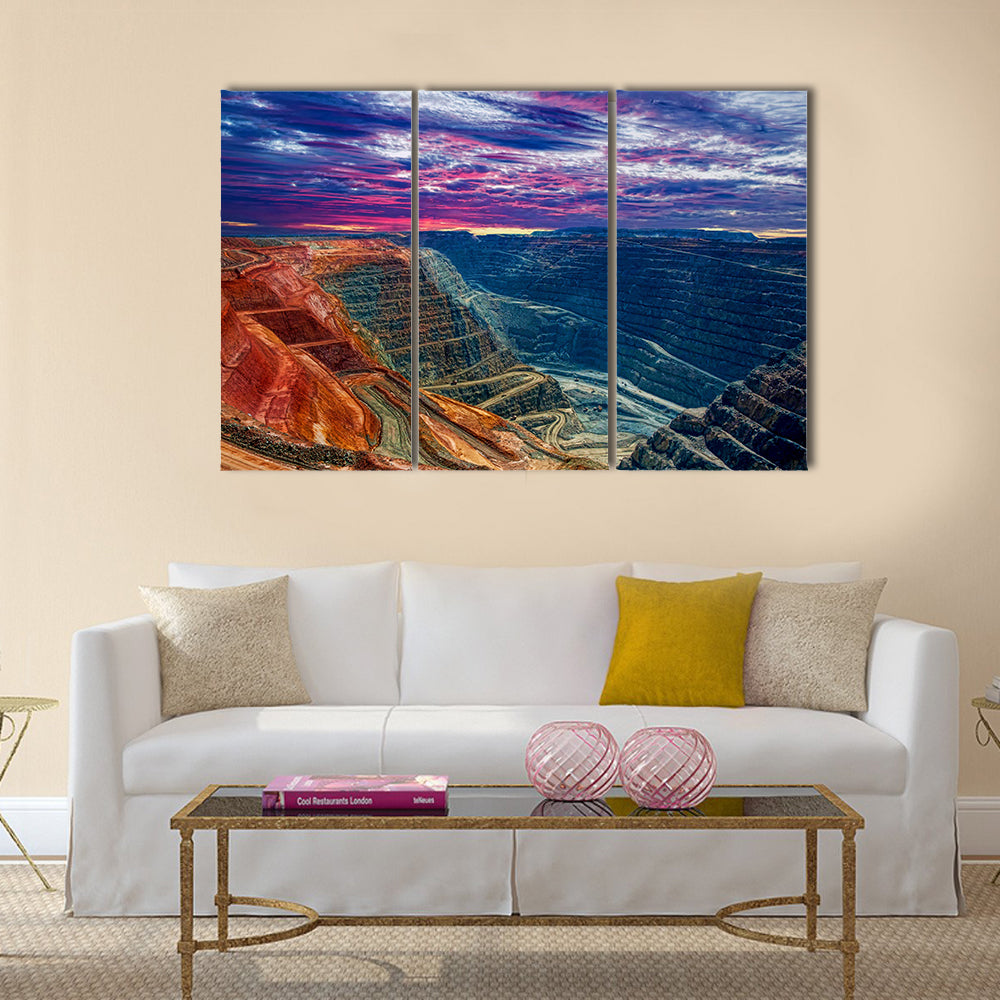 beautiful view of Super Pit Kalgoorlie Western Australia multi panel canvas wall art