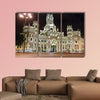 Palacio de Cibeles at night, Madrid, Spain multi panel canvas wall art