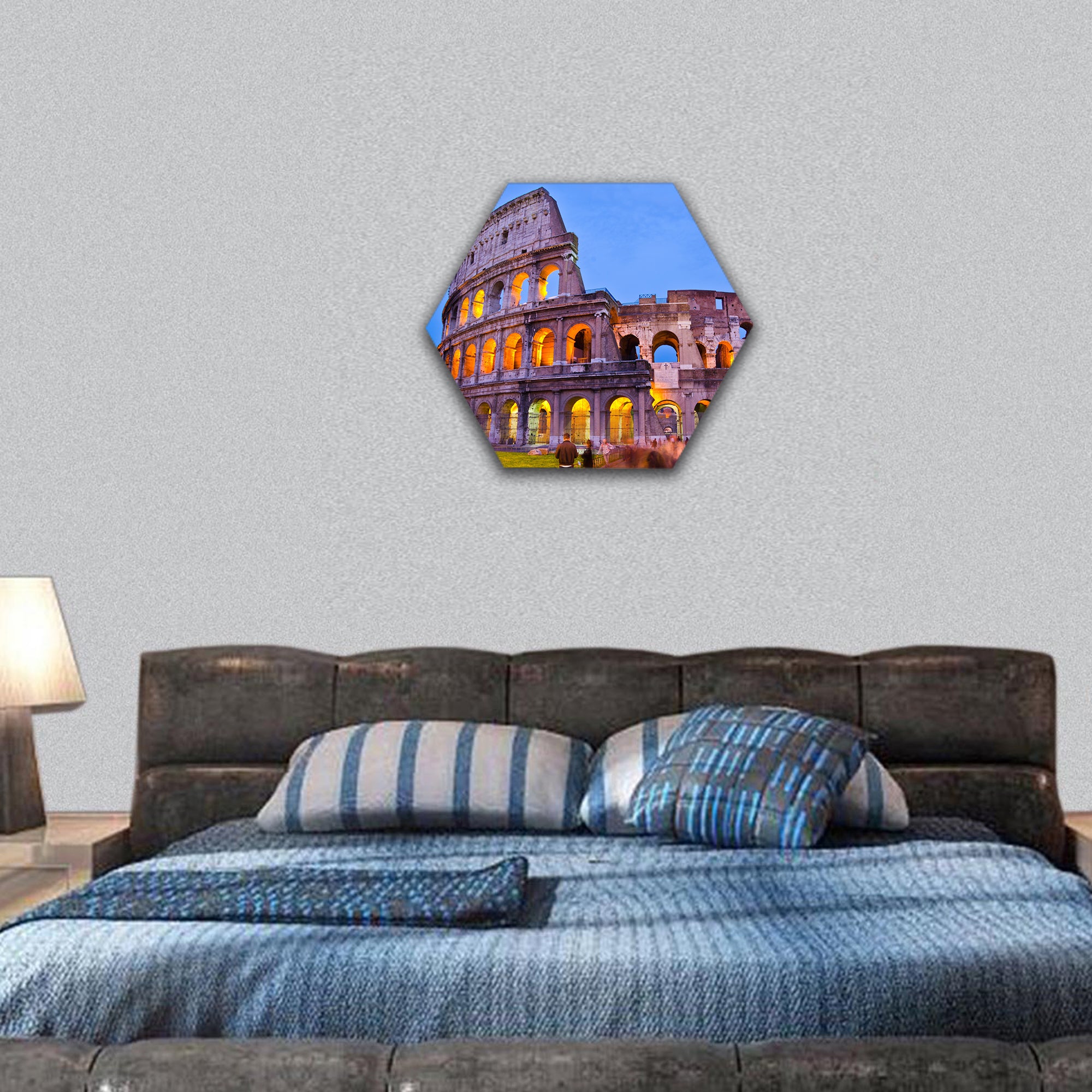 Colosseum at night, Rome, Italy hexagonal canvas wall art