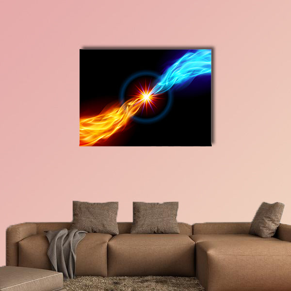 Star with Red and Blue Flame tail for you design on black wall art
