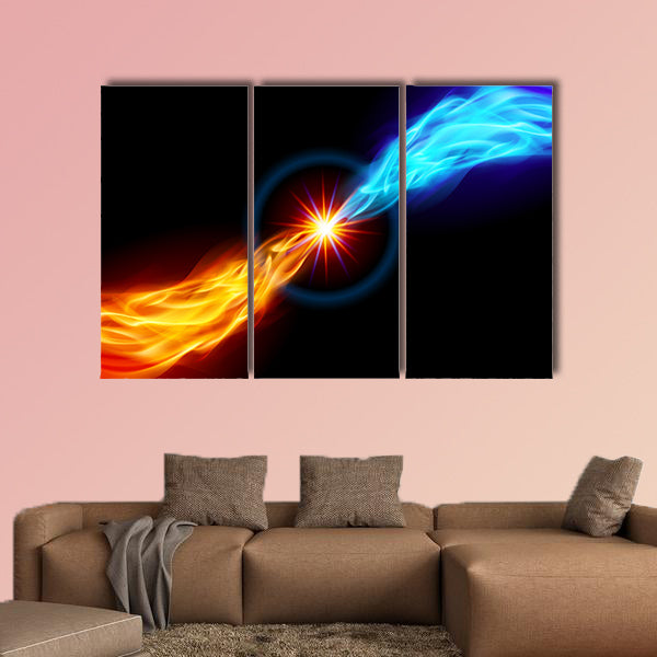Star with Red and Blue Flame tail for you design on black wall art