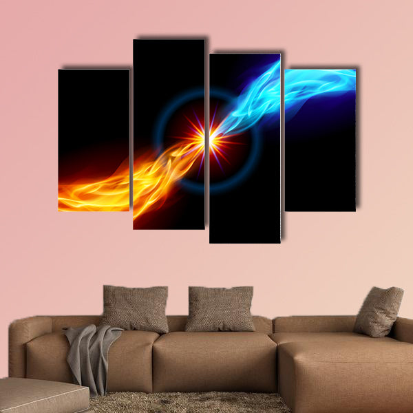 Star with Red and Blue Flame tail for you design on black wall art