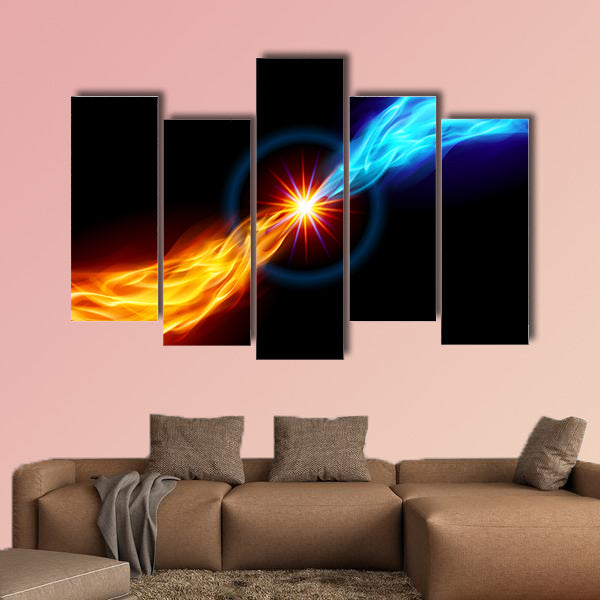Star with Red and Blue Flame tail for you design on black wall art