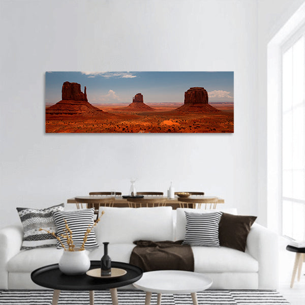 Rock formations in Navajo Park of Monument Valley Utah panoramic canvas wall art