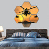 Apache Helicopter with Aircraft Carrier hexagonal canvas wall art