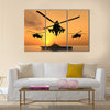 Apache Helicopter with Aircraft Carrier Multi Panel Canvas Wall Art