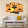 Apache Helicopter with Aircraft Carrier Multi Panel Canvas Wall Art