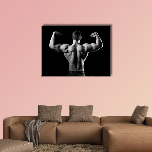 Bodybuilder showing his muscles Multi panel canvas wall art
