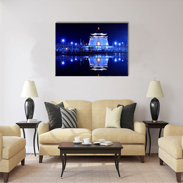night view of Taipei, Chiang Kai-shek  Multi panel canvas wall art