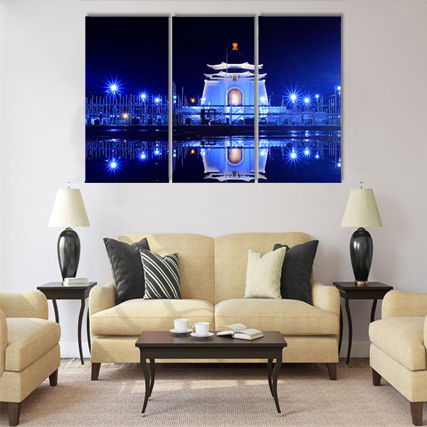 night view of Taipei, Chiang Kai-shek  Multi panel canvas wall art