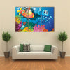 Illustration of Octopus and kids in Submarine, Multi Panel Canvas Wall Art