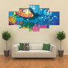 Illustration of Octopus and kids in Submarine, Multi Panel Canvas Wall Art