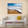 Waves wash over golden sand on Australian beach Multi Panel Canvas Wall Art