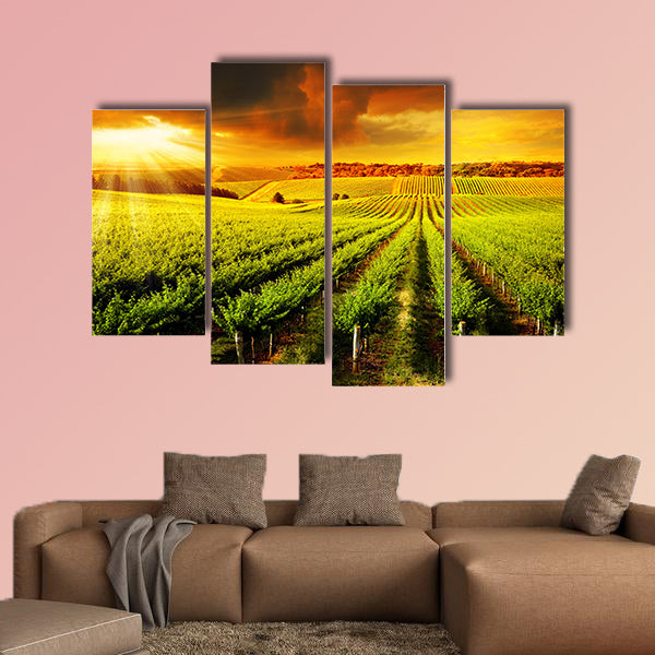 A Beautiful Sunset over a Barossa Vineyard multi panel canvas wall art