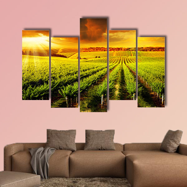 A Beautiful Sunset over a Barossa Vineyard multi panel canvas wall art