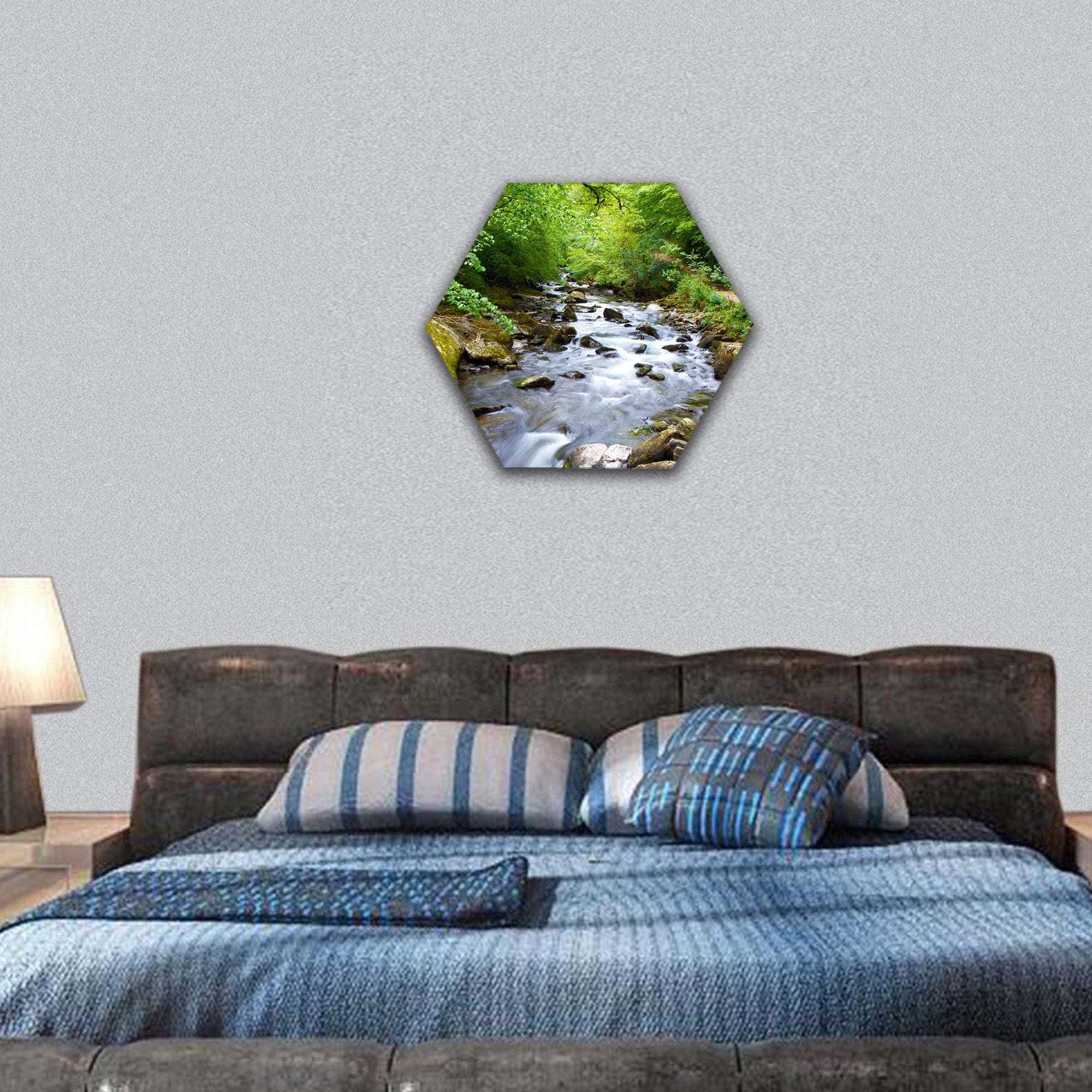 River Lyn Watersmeet near Lynton in Devon hexagonal canvas wall art
