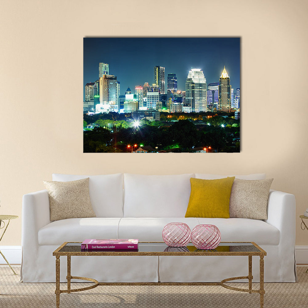 Panorama of the city at night Thailand multi panel canvas wall art