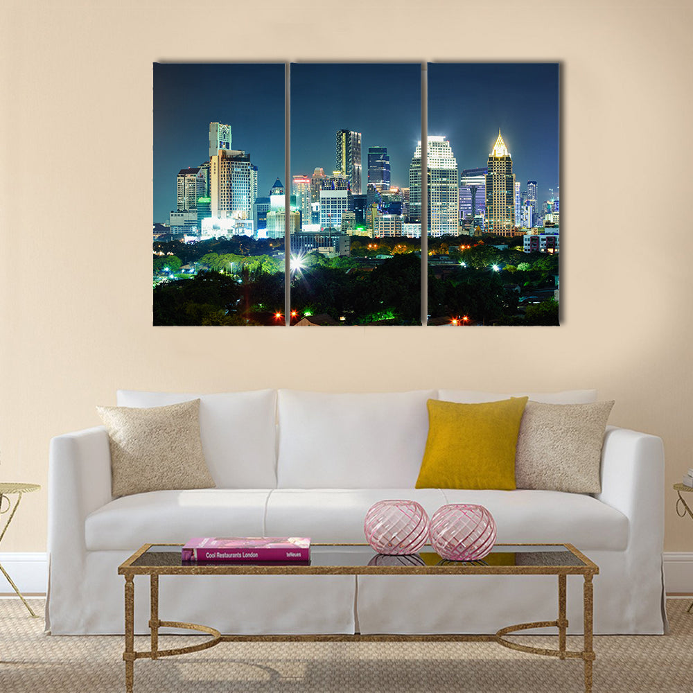 Panorama of the city at night Thailand multi panel canvas wall art