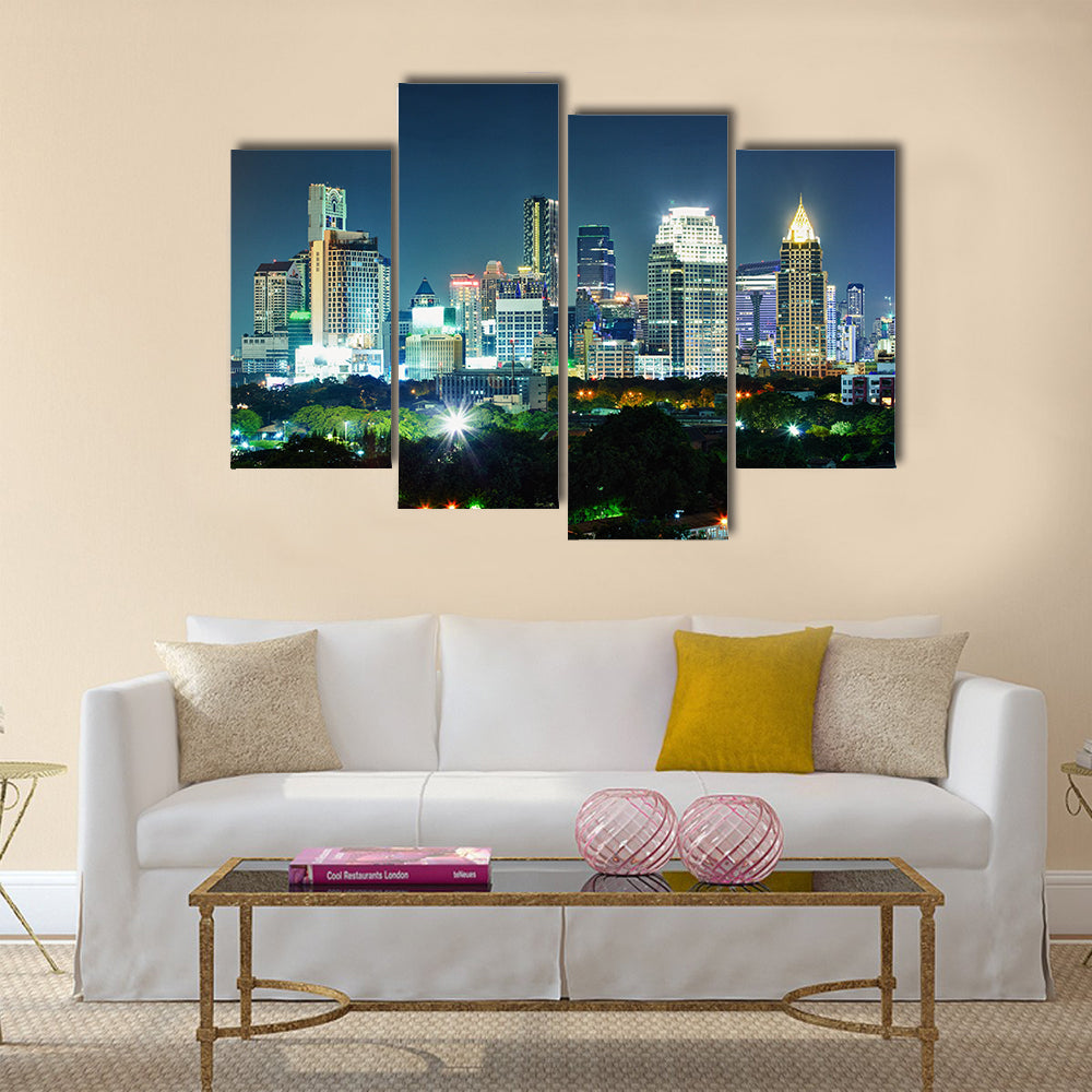 Panorama of the city at night Thailand multi panel canvas wall art