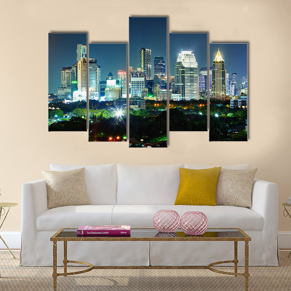 Panorama of the city at night Thailand multi panel canvas wall art