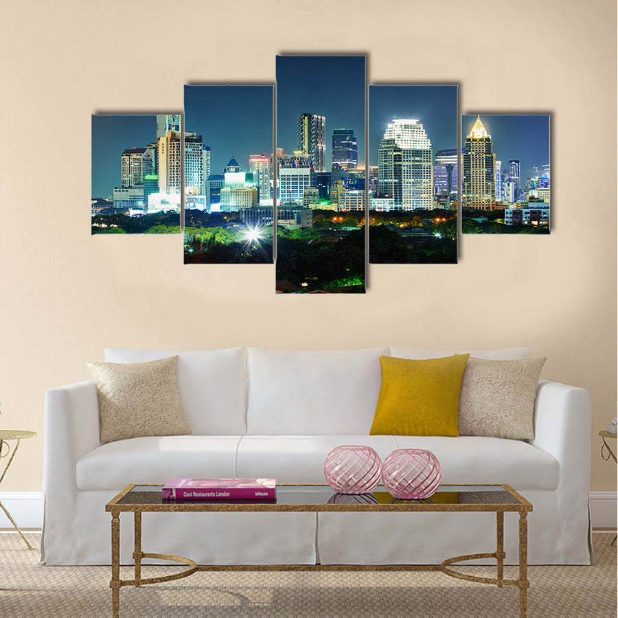 Panorama of the city at night Thailand multi panel canvas wall art