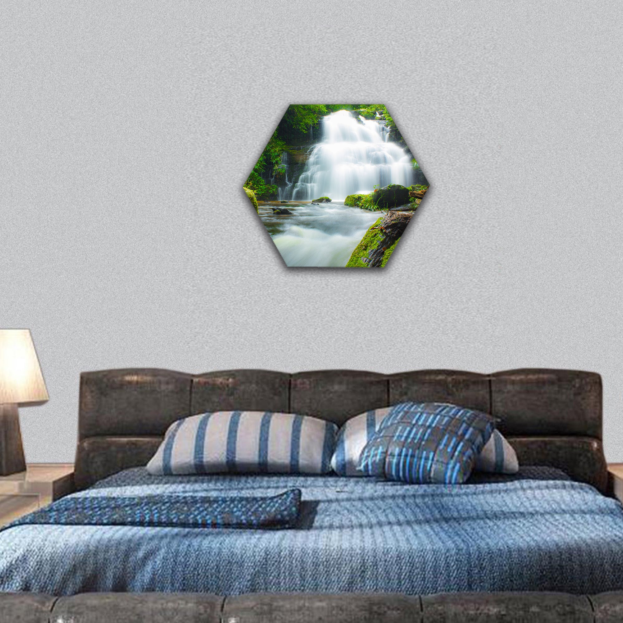 Mundaeng Waterfall, Thailand hexagonal canvas wall art