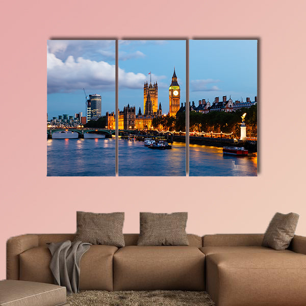 Big Ben and Westminster Bridge in the Evening, London, wall art
