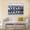 Group Adelie penguins going to the water. Multi Panel Canvas wall Art