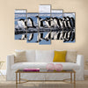 Group Adelie penguins going to the water. Multi Panel Canvas wall Art