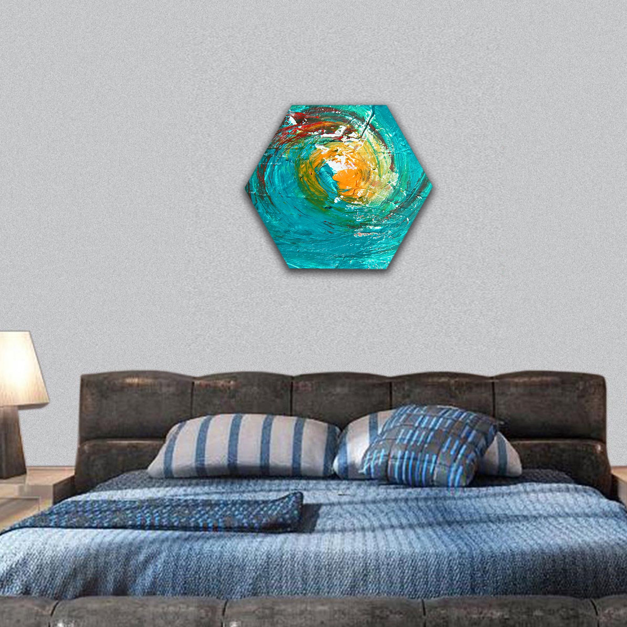 Artwork as backgorund hexagonal canvas wall art