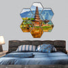 Pura Ulun Danu temple on a lake Beratan Bali hexagonal canvas wall art