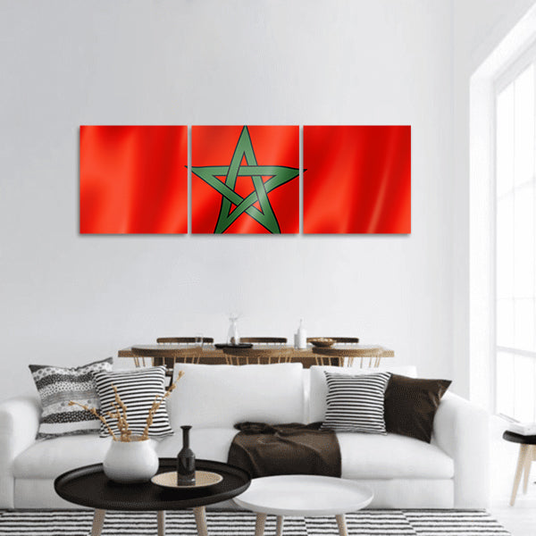 Morocco flag, three dimensional render, satin texture panoramic canvas wall art