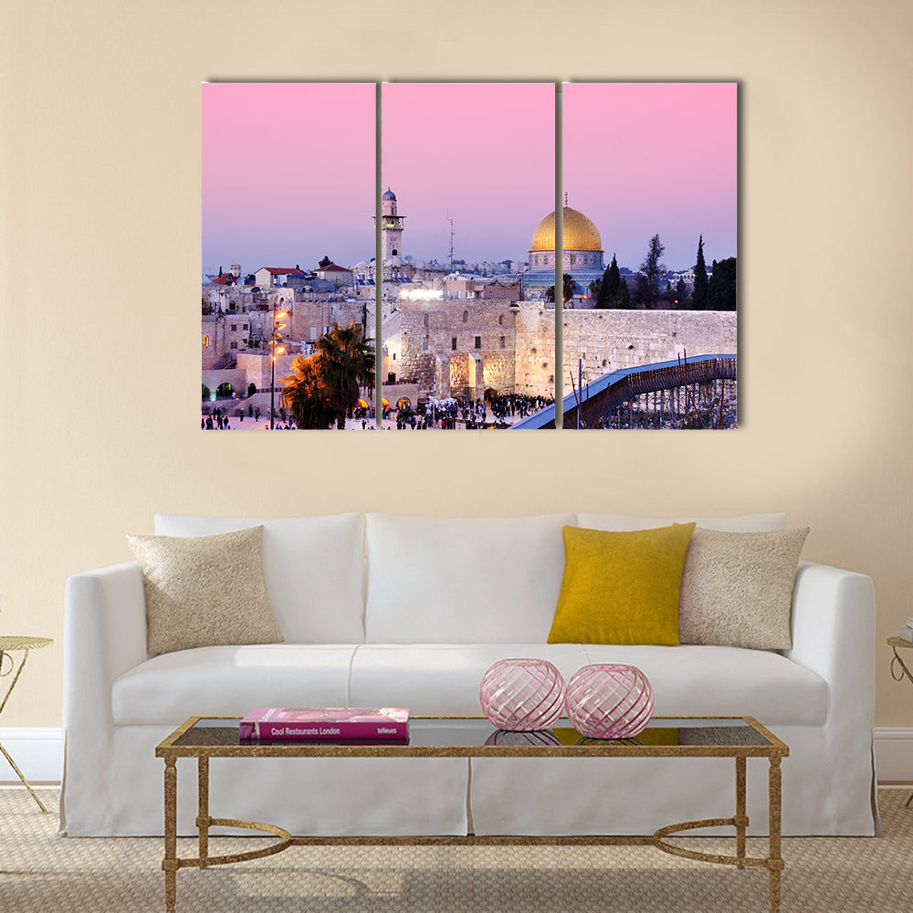 Dome of the Rock and Western Wall in Jerusalem, Israel multi panel canvas wall art