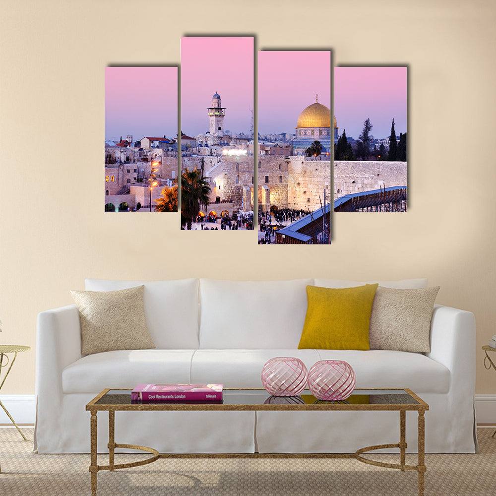 Dome of the Rock and Western Wall in Jerusalem, Israel multi panel canvas wall art