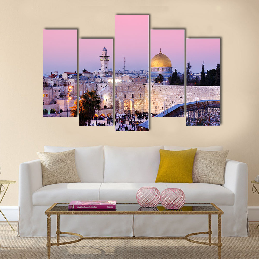 Dome of the Rock and Western Wall in Jerusalem, Israel multi panel canvas wall art